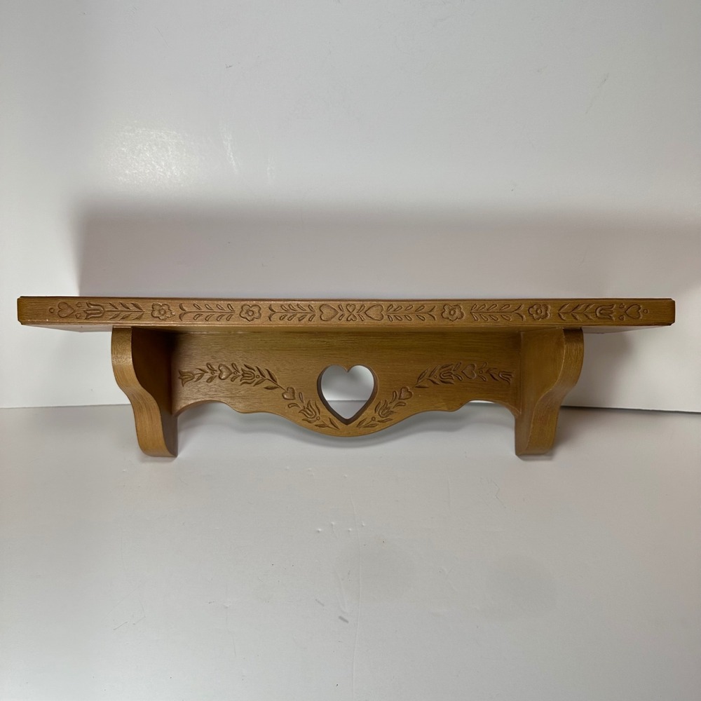 Vintage 1986 Burwood Products Co Heart Wall Shelf Faux Wood Country Cottage